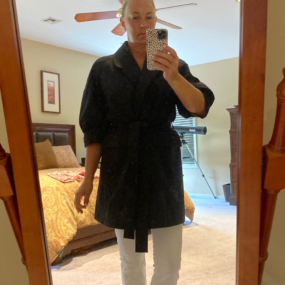 Ann Taylor black wrap trench coat